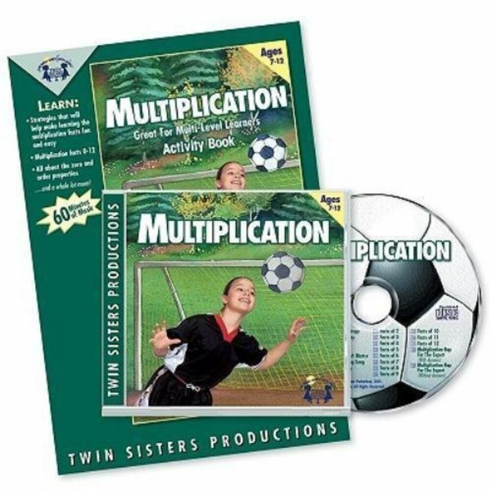 Multiplication Activity Book Music CD Ages 6-9 learning Twin Sisters Productions
